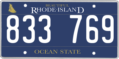 RI license plate 833769