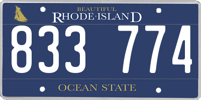 RI license plate 833774