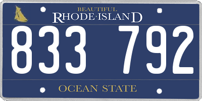 RI license plate 833792