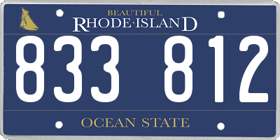 RI license plate 833812