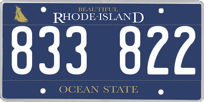 RI license plate 833822