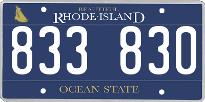 RI license plate 833830