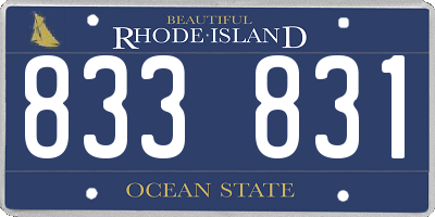 RI license plate 833831