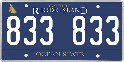 RI license plate 833833