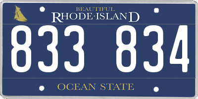 RI license plate 833834