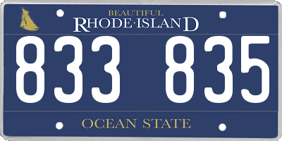 RI license plate 833835