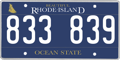 RI license plate 833839