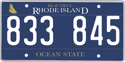 RI license plate 833845
