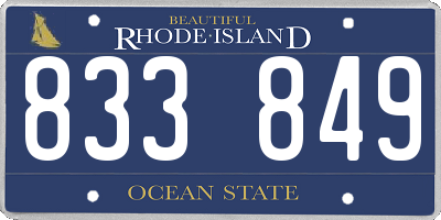RI license plate 833849