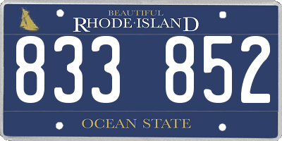 RI license plate 833852