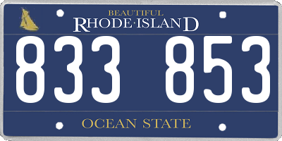 RI license plate 833853