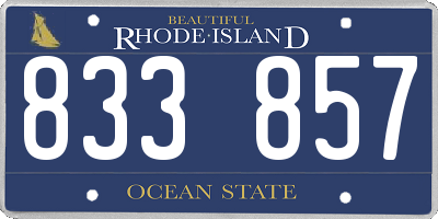 RI license plate 833857