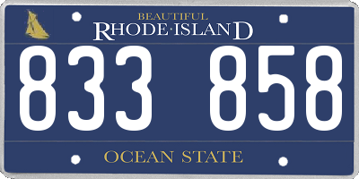 RI license plate 833858