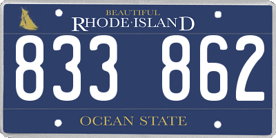 RI license plate 833862