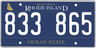 RI license plate 833865