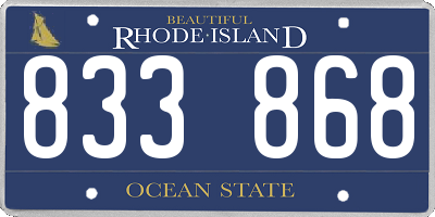 RI license plate 833868