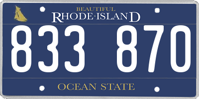 RI license plate 833870