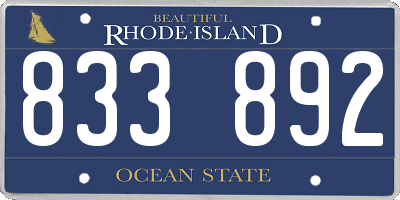 RI license plate 833892
