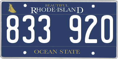 RI license plate 833920