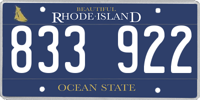 RI license plate 833922