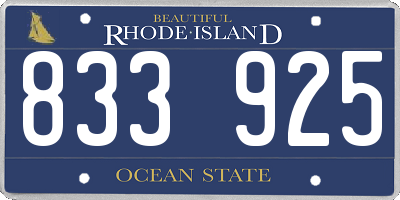 RI license plate 833925