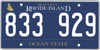 RI license plate 833929