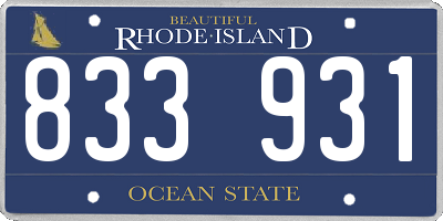 RI license plate 833931