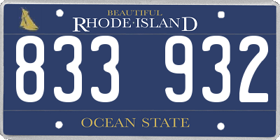 RI license plate 833932