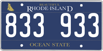 RI license plate 833933