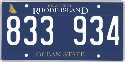 RI license plate 833934