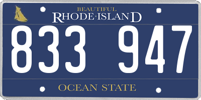 RI license plate 833947