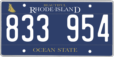 RI license plate 833954