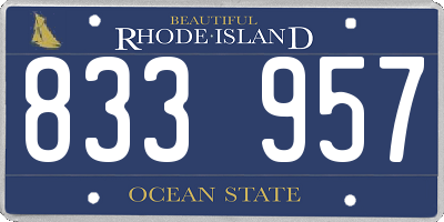 RI license plate 833957