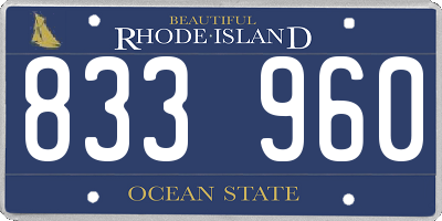 RI license plate 833960