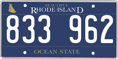 RI license plate 833962