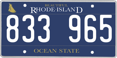 RI license plate 833965