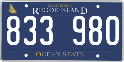 RI license plate 833980