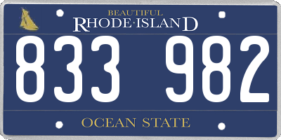 RI license plate 833982