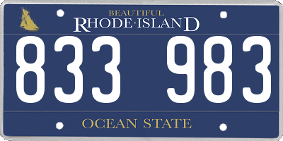 RI license plate 833983