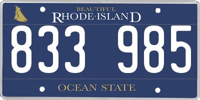 RI license plate 833985