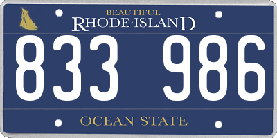 RI license plate 833986