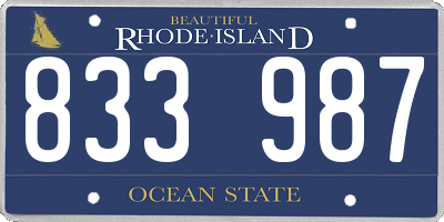 RI license plate 833987