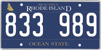 RI license plate 833989