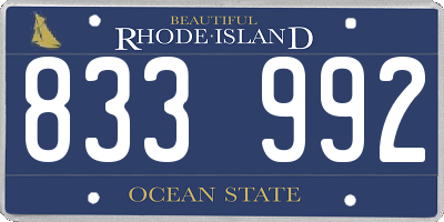 RI license plate 833992