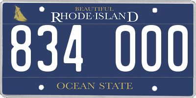 RI license plate 834000