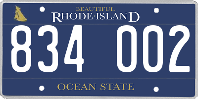 RI license plate 834002