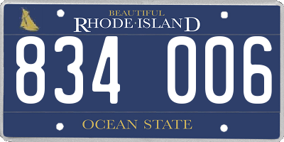 RI license plate 834006