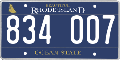 RI license plate 834007