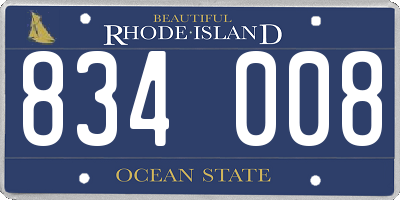 RI license plate 834008
