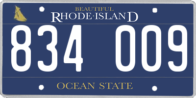 RI license plate 834009